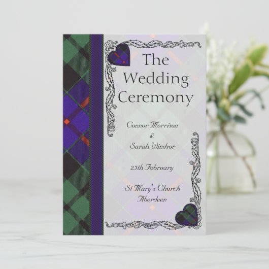 Scottish Tartan Wedding Program - Morrison Programm (Stehend Vorderseite)