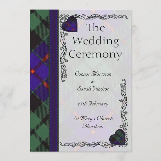 Scottish Tartan Wedding Program - Morrison Programm (Vorderseite)