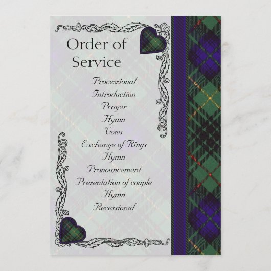 Scottish Tartan Wedding Program - Stewart Hunting Programm (Rückseite)