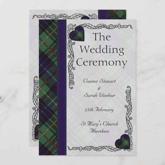 Scottish Tartan Wedding Program - Stewart Hunting Programm (Vorne/Hinten)
