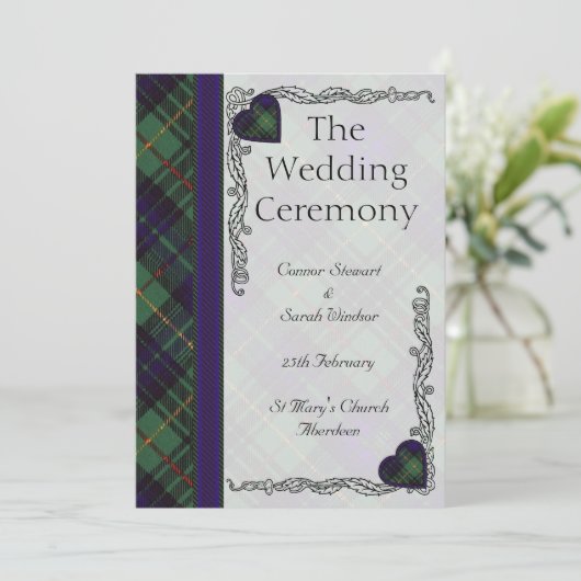 Scottish Tartan Wedding Program - Stewart Hunting Programm (Stehend Vorderseite)
