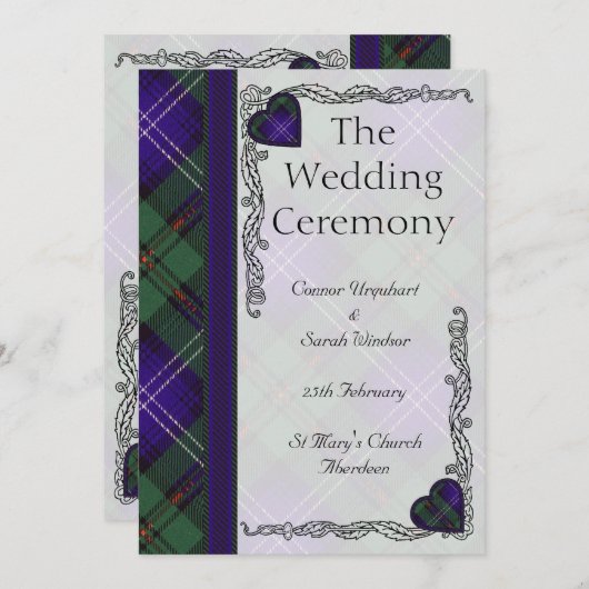 Scottish Tartan Wedding Program - Urquart Programm (Vorne/Hinten)