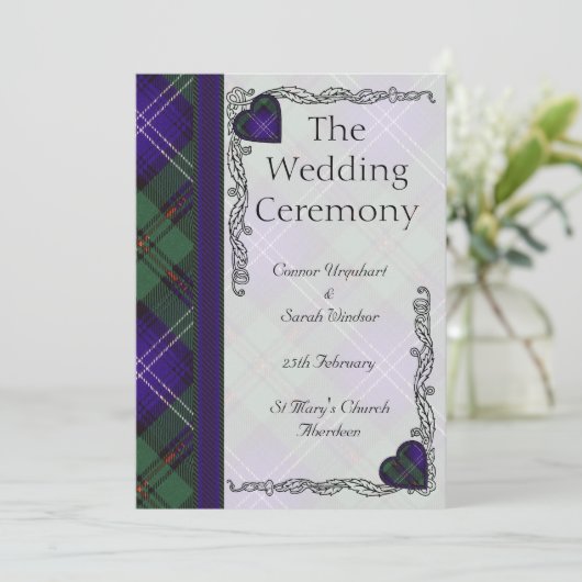 Scottish Tartan Wedding Program - Urquart Programm (Stehend Vorderseite)
