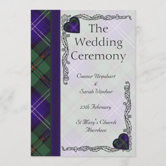 Scottish Tartan Wedding Program - Urquart Programm (Vorderseite)
