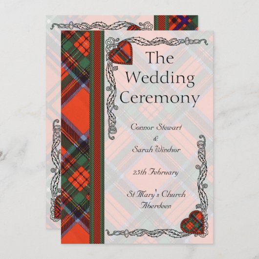 Scottish Tartan Wedding Programm - Royal Stewart (Vorne/Hinten)