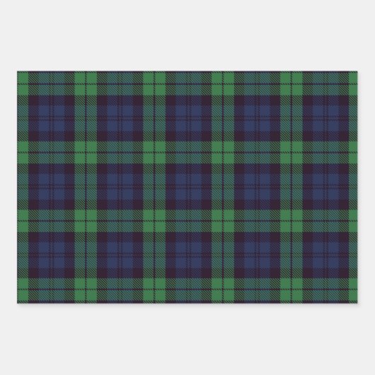 Scottish Tartans Black Watch, Malcolm, Buchanan Geschenkpapier Set (Vorderseite)