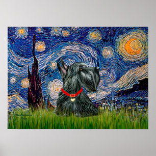 Scottish Terrier 12c - Starry Night Poster