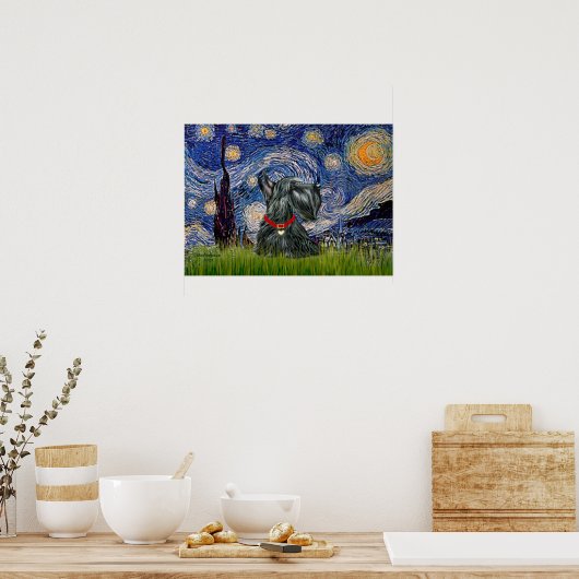 Scottish Terrier 12c - Starry Night Poster (Küche)