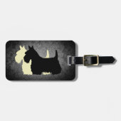 Scottish Terrier, 2 Silhouetten, Granitsilber Gepäckanhänger (Vorderseite horizontal)
