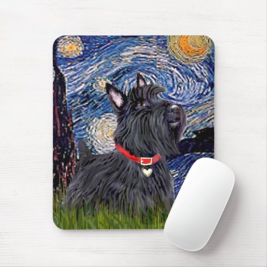 Scottish Terrier 6 - Starry Night (Vertikal) Mousepad (Mit Mouse)