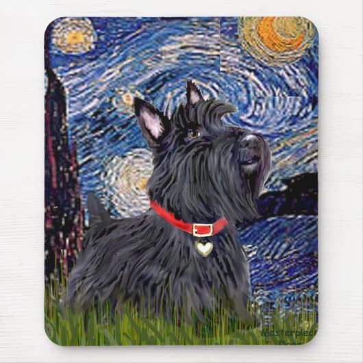 Scottish Terrier 6 - Starry Night (Vertikal) Mousepad (Vorne)