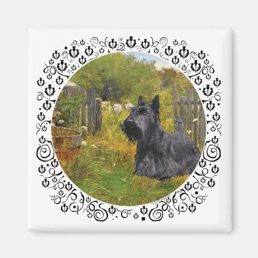 Scottish Terrier auf dem Bauernhof Magnet (Vorne)