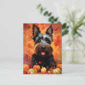 Scottish Terrier Autumn Erntedank Postkarte (Stehend Vorderseite)