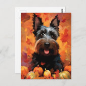 Scottish Terrier Autumn Erntedank Postkarte (Vorne/Hinten)
