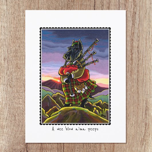 Scottish Terrier Bagpipe Kilt Dog Custom Postkarte