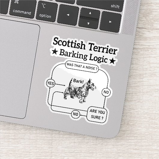 Scottish Terrier Barking Logic Funny Dog Sarcastic Aufkleber (Detail)