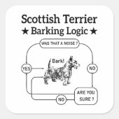 Scottish Terrier Barking Logic Funny Dog Sarcastic Quadratischer Aufkleber (Vorderseite)