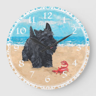 Scottish Terrier Beach Clock Große Wanduhr