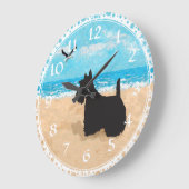Scottish Terrier Beach Clock Große Wanduhr (Winkel)
