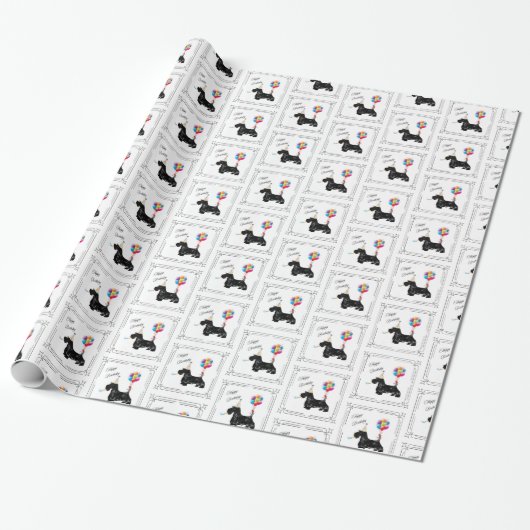 Scottish Terrier Birthday Geschenkpapier (Ungerollt)