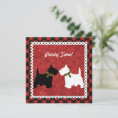 Scottish Terrier Black and White Christmas Fun Einladung (Stehend Vorderseite)