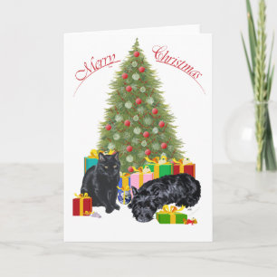 Scottish Terrier & Black Cat Christmas Feiertagskarte