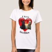 Scottish Terrier black, I Iove Scottish, red heart T-Shirt (Vorderseite)