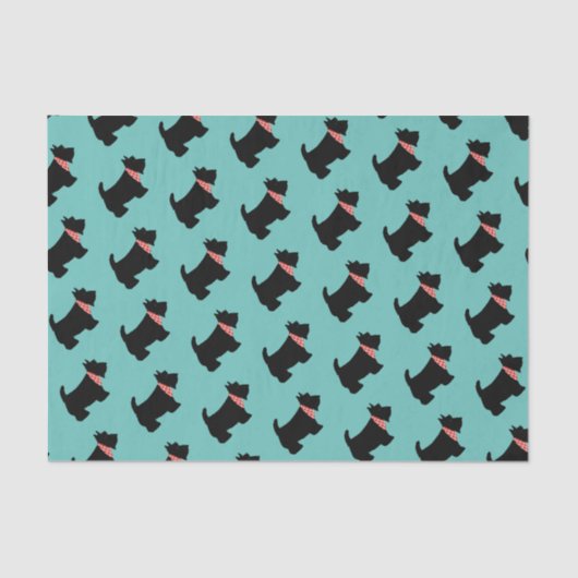 Scottish Terrier Black Scottie Dog Red Scarf Aquam Seidenpapier (Vorderseite)