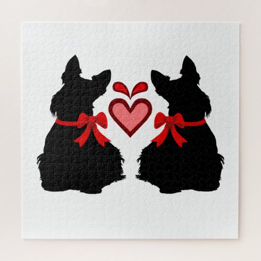 Scottish Terrier Black Sihouette Herz/676 Stück Puzzle (Horizontal)
