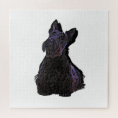Scottish Terrier Black Silhouette mit Schatten Puzzle (Horizontal)