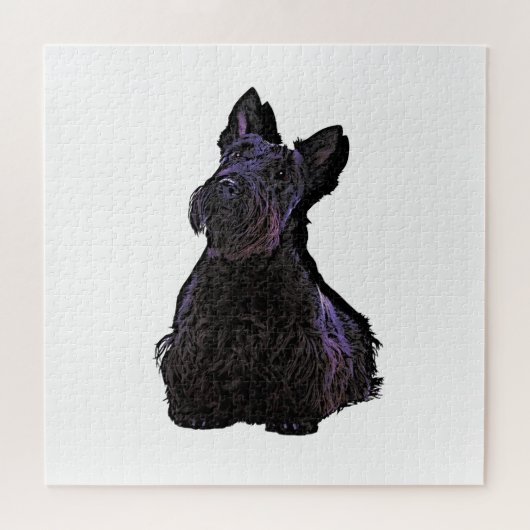 Scottish Terrier Black Silhouette mit Schatten Puzzle (Horizontal)