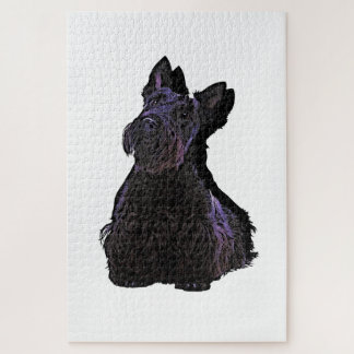 Scottish Terrier Black Silhouette mit Schatten Puzzle