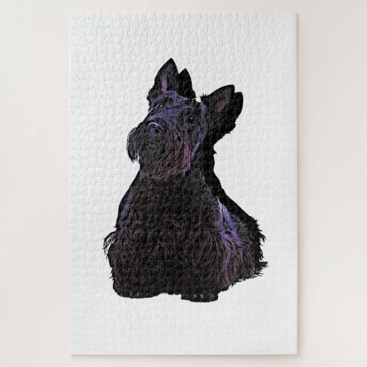 Scottish Terrier Black Silhouette mit Schatten Puzzle (Vertikal)