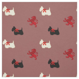 Scottish Terrier Black Silhouette/Rampant lion Stoff