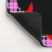 Scottish Terrier Black Silhouette, rosa kariert Mousepad (Ecke)