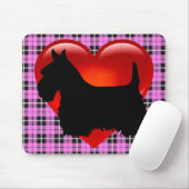 Scottish Terrier Black Silhouette, rosa kariert Mousepad (Mit Mouse)