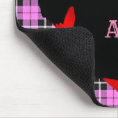Scottish Terrier Black Silhouette, rosa kariert Mousepad (Ecke)