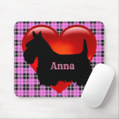Scottish Terrier Black Silhouette, rosa kariert Mousepad (Mit Mouse)