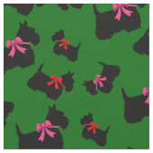 Scottish Terrier Black Silhouette, Rot/Rosa Bug Stoff (Nahaufnahme)