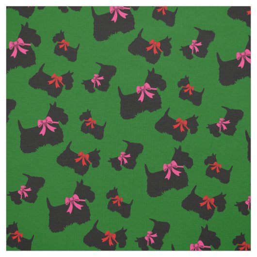 Scottish Terrier Black Silhouette, Rot/Rosa Bug Stoff (Muster)