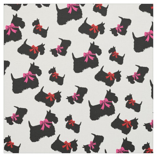 Scottish Terrier Black Silhouette, Rot/Rosa Bug Stoff (Muster)