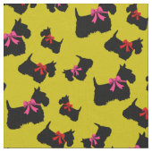 Scottish Terrier Black Silhouette, Rot/Rosa Bug Stoff (Nahaufnahme)