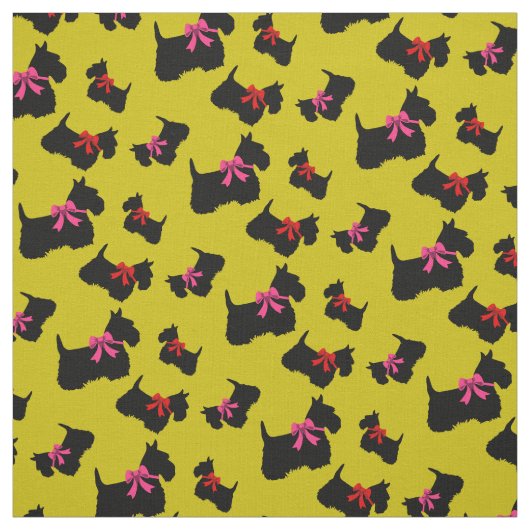 Scottish Terrier Black Silhouette, Rot/Rosa Bug Stoff (Muster)