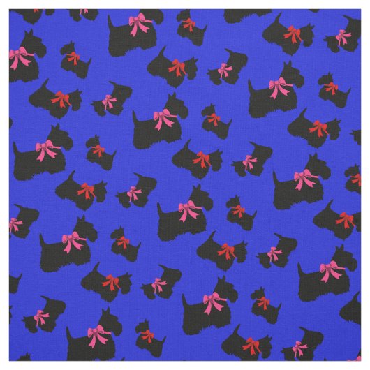 Scottish Terrier Black Silhouette, Rot/Rosa Bug Stoff (Muster)