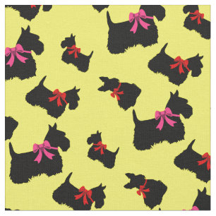 Scottish Terrier Black Silhouette, Rot/Rosa Bug Stoff