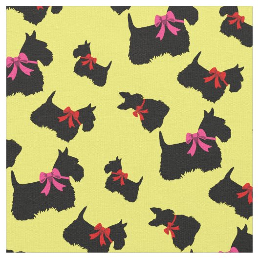 Scottish Terrier Black Silhouette, Rot/Rosa Bug Stoff (Nahaufnahme)