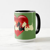 Scottish Terrier Black Silhouette, Salbeigrün Tasse (VorderseiteRechts)