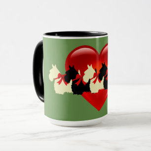 Scottish Terrier Black Silhouette, Salbeigrün Tasse