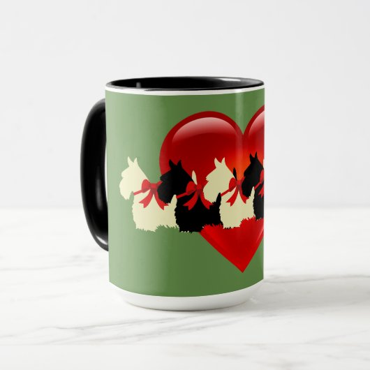 Scottish Terrier Black Silhouette, Salbeigrün Tasse (Vorderseite Links)