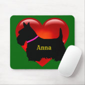 Scottish Terrier Black Silhouette Schottland grün Mousepad (Mit Mouse)
